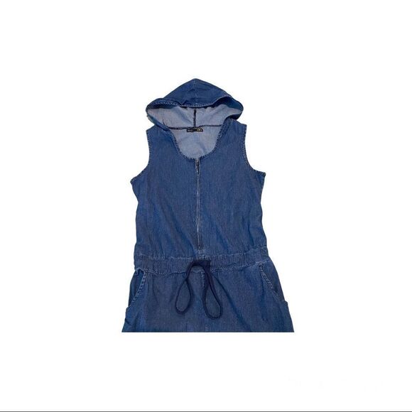 Jc & Jq Premium Denim Shorts Romper With Hood - Picture 2 of 4